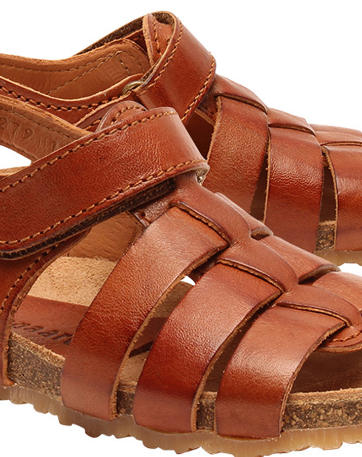 Leder-Sandalen AKSEL mit Zehenschutz in cognac