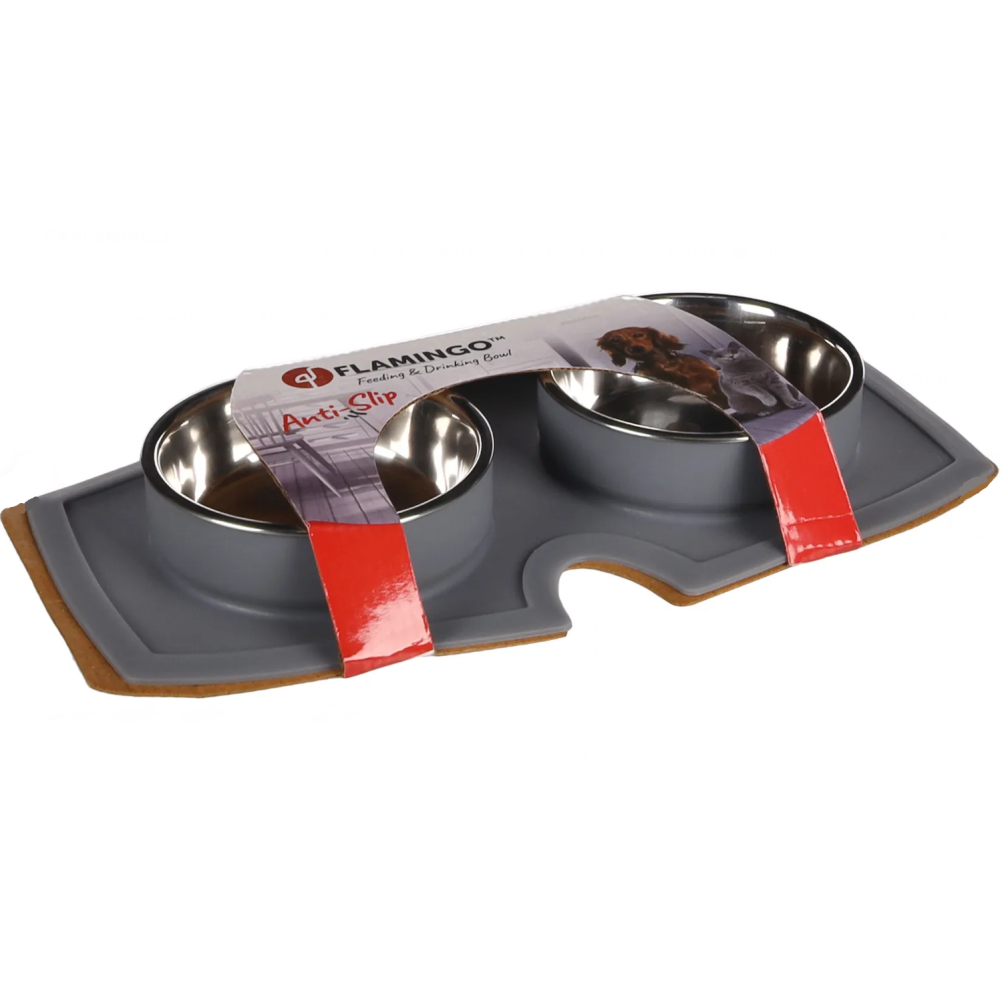 Gamelle et abreuvoir 210ml avec tapis en silicone anti-dérapant pour chat