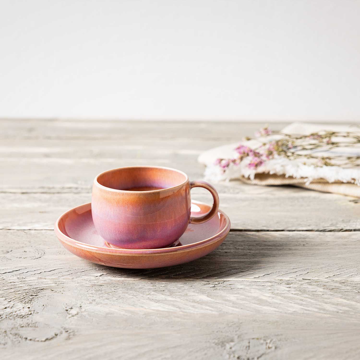 Perlemor Espresso cup Pink, 2.1 oz, Premium Porcelain