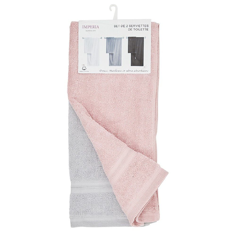 Serviette de toilette coton uni x2