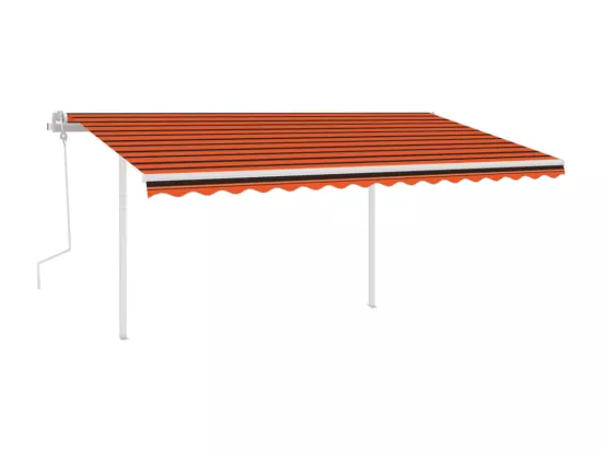 Auvent manuel rétractable avec LED 4x3 m Orange et marron