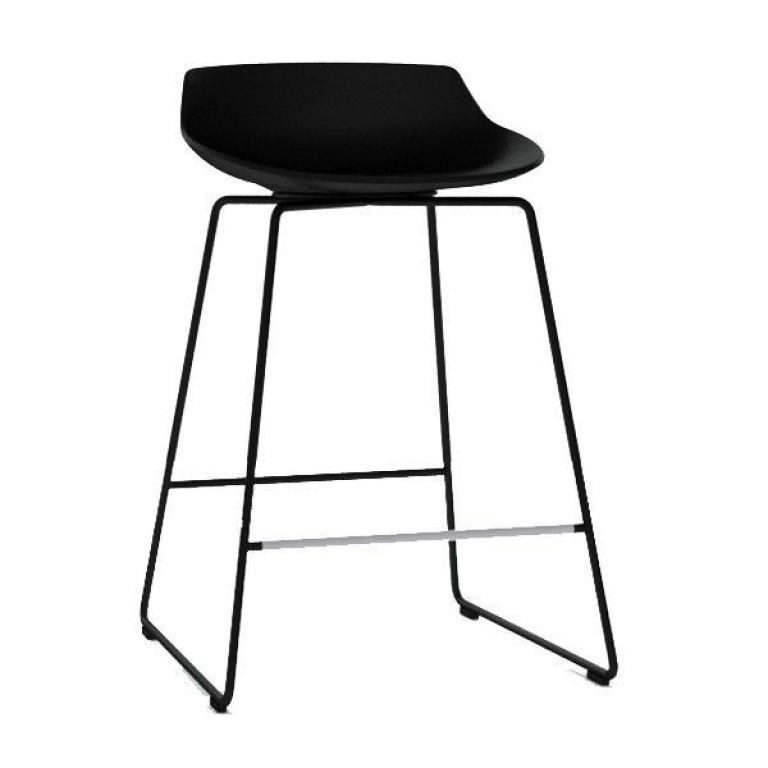 MDF Italia Flow Stool barkruk 65cm zwart met slede onderstel antraciet