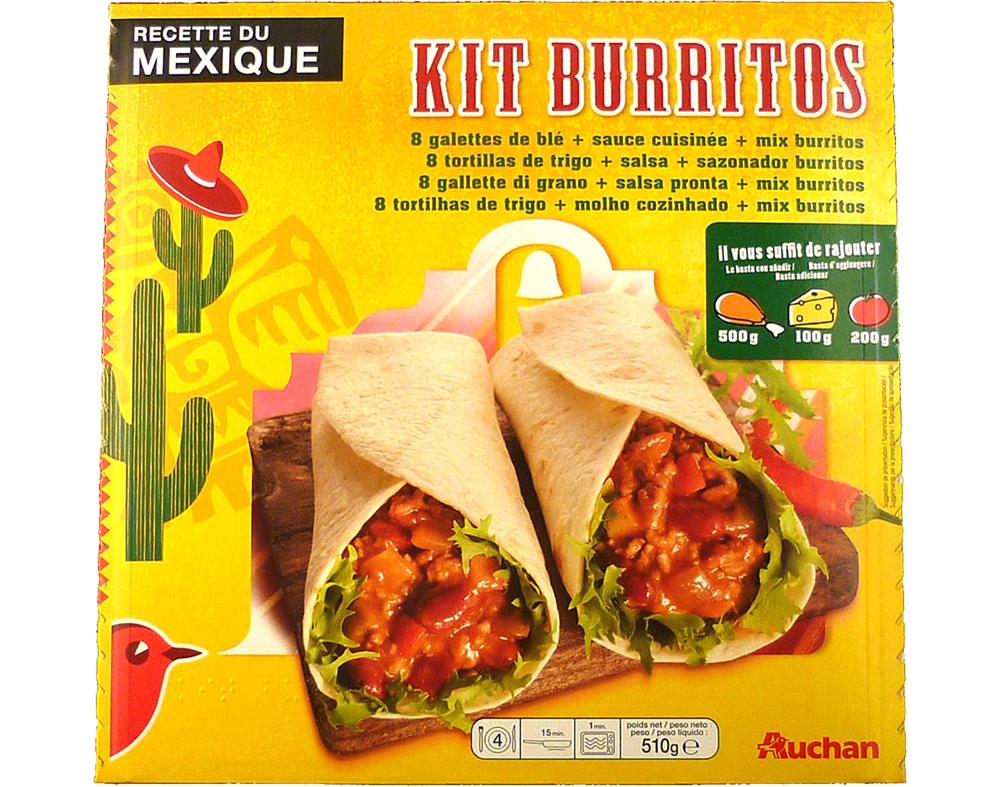 KIT AUCHAN BURRITOS 8UN 510G