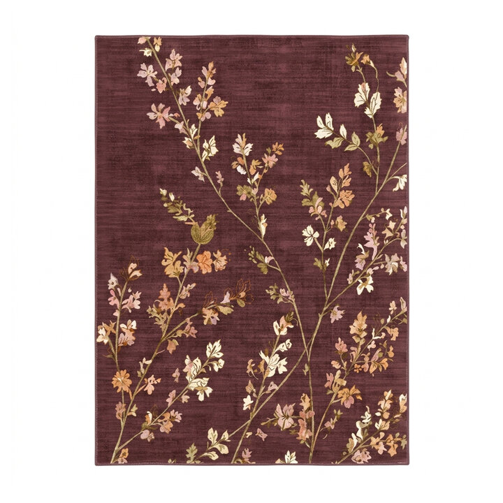 Wasbaar vloerkleed - Misty Floral Bruin | Wasbaar