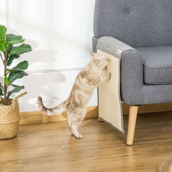 Skrapematte Sett Med 2 Sofabeskyttelse For Katter, Sisal Skrapematte, Grå, 130X45X0,3 Cm, For Lenestol Og Sofa