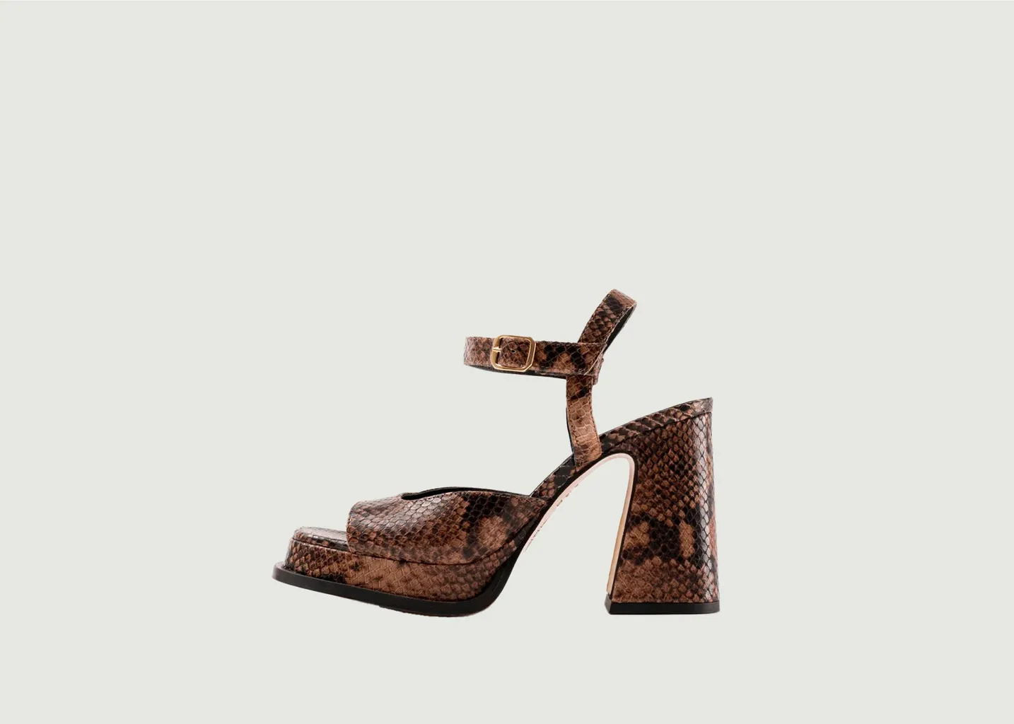 Sandales à talons et plateforme en cuir effet python Gracia Souliers Martinez