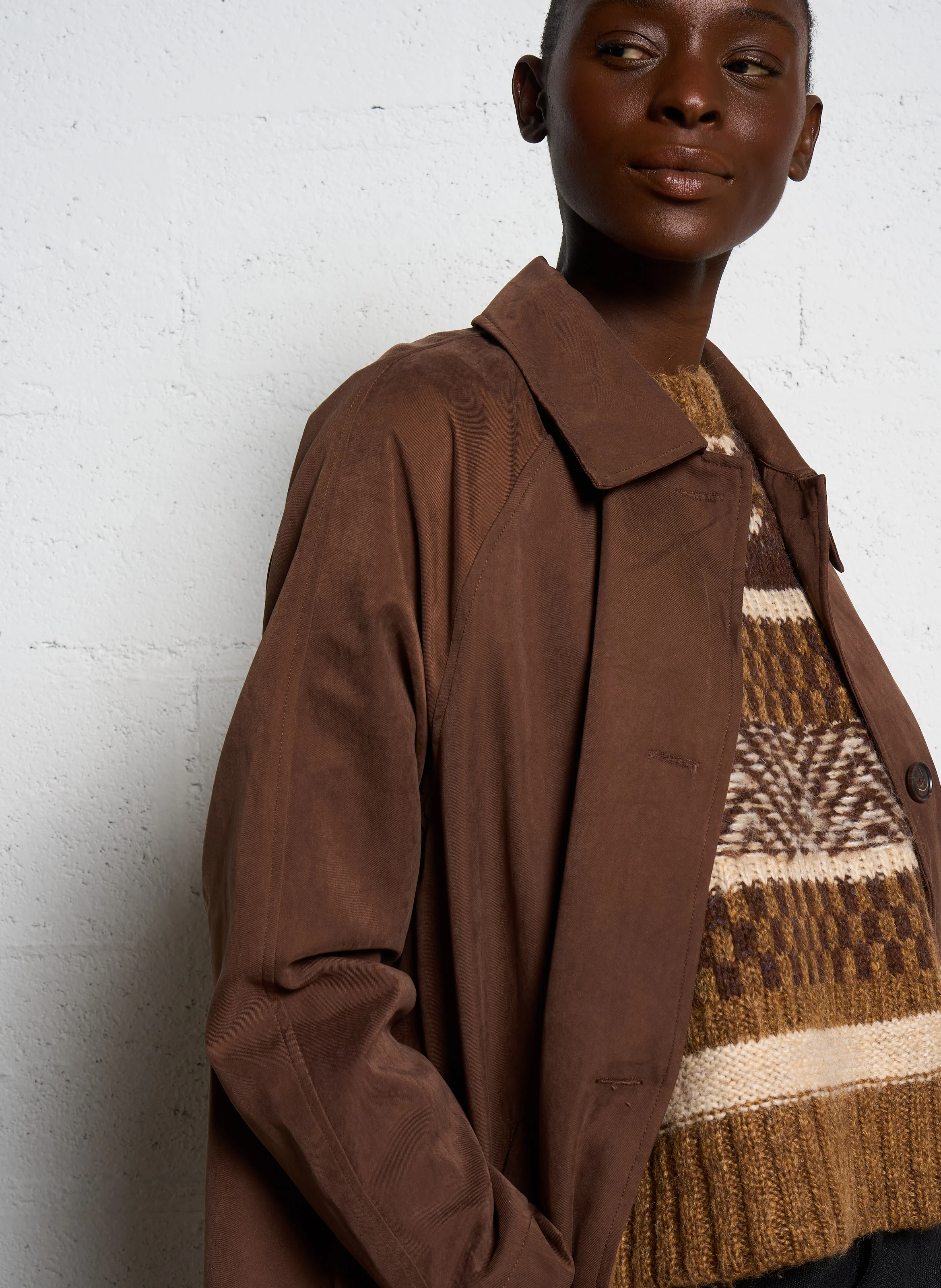 Manteau droit col classique | Marron