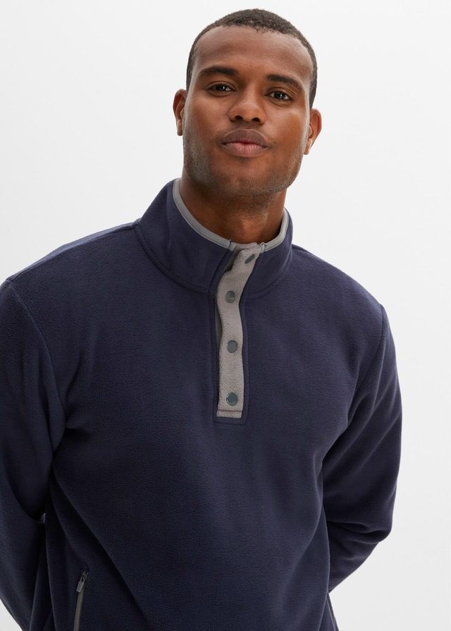 bonprix Fleecepullover »Troyer Fleeceshirt mit praktischen Taschen und tollen Kontrastdetails«, Troyer Fleeceshirt mit praktischen Taschen und tollen Kontrastdetails