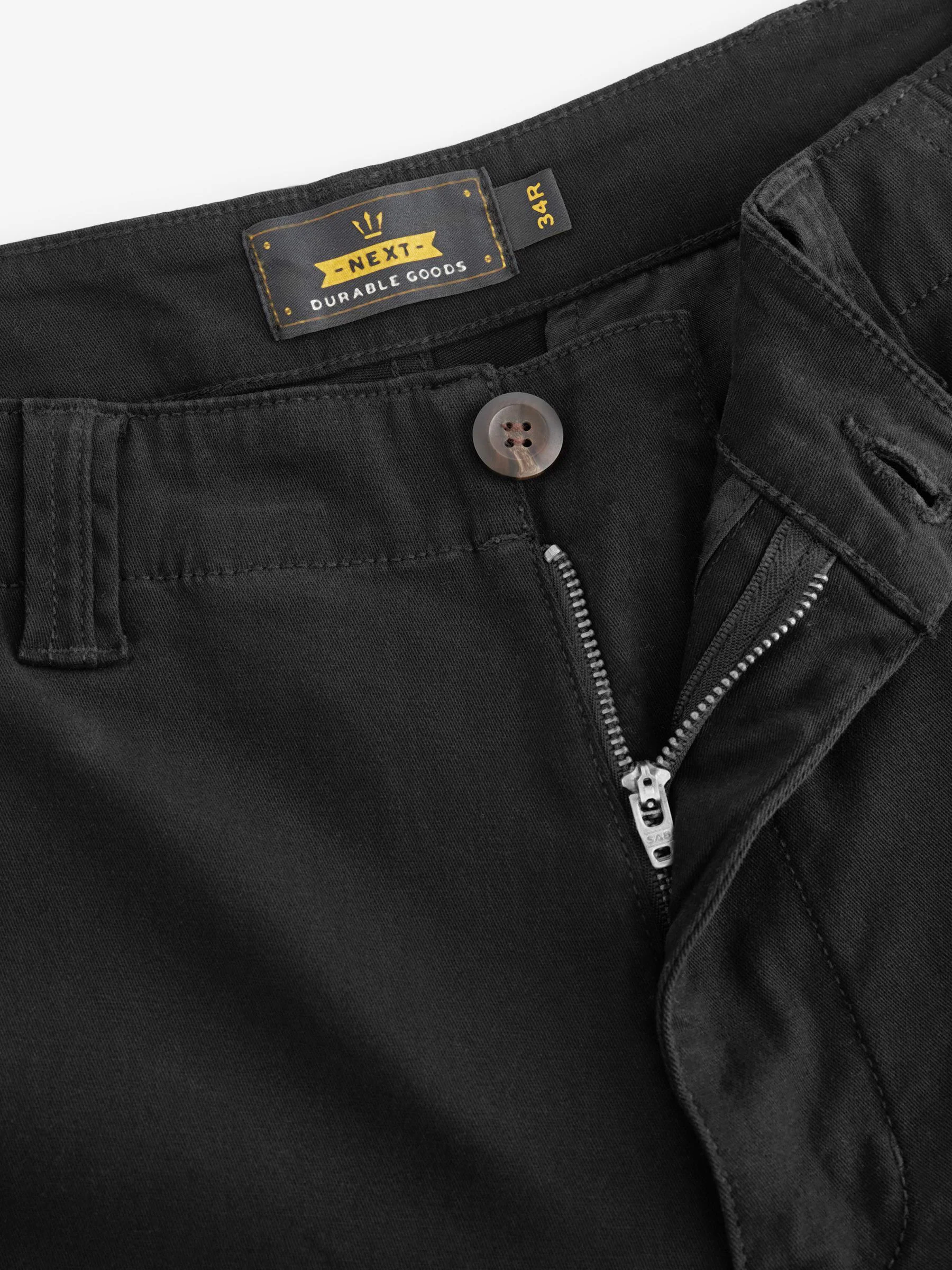 Zwart - Straight fit - Katoenen cargostretchbroek