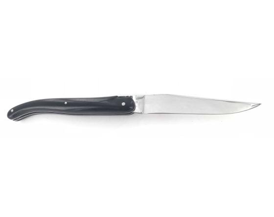 Laguiole 12 cm - Plein Manche - Ebène - Abeille Ciselée Couteau de Poche Forge de Laguiole