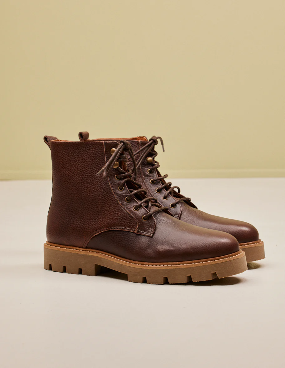 Bottines Théodore - Cuir pull-up grainé marron