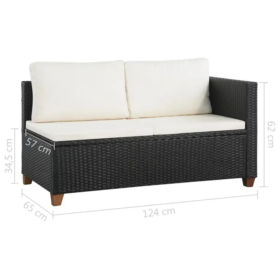 vidaXL - Bankset - Zwart - Poly rattan