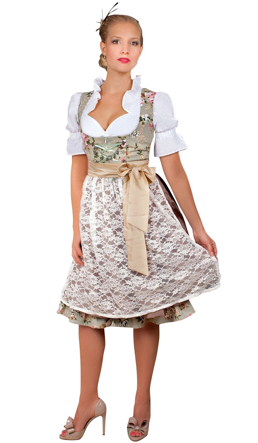 Midi Dirndl 2-teilig Blumen exclusive
