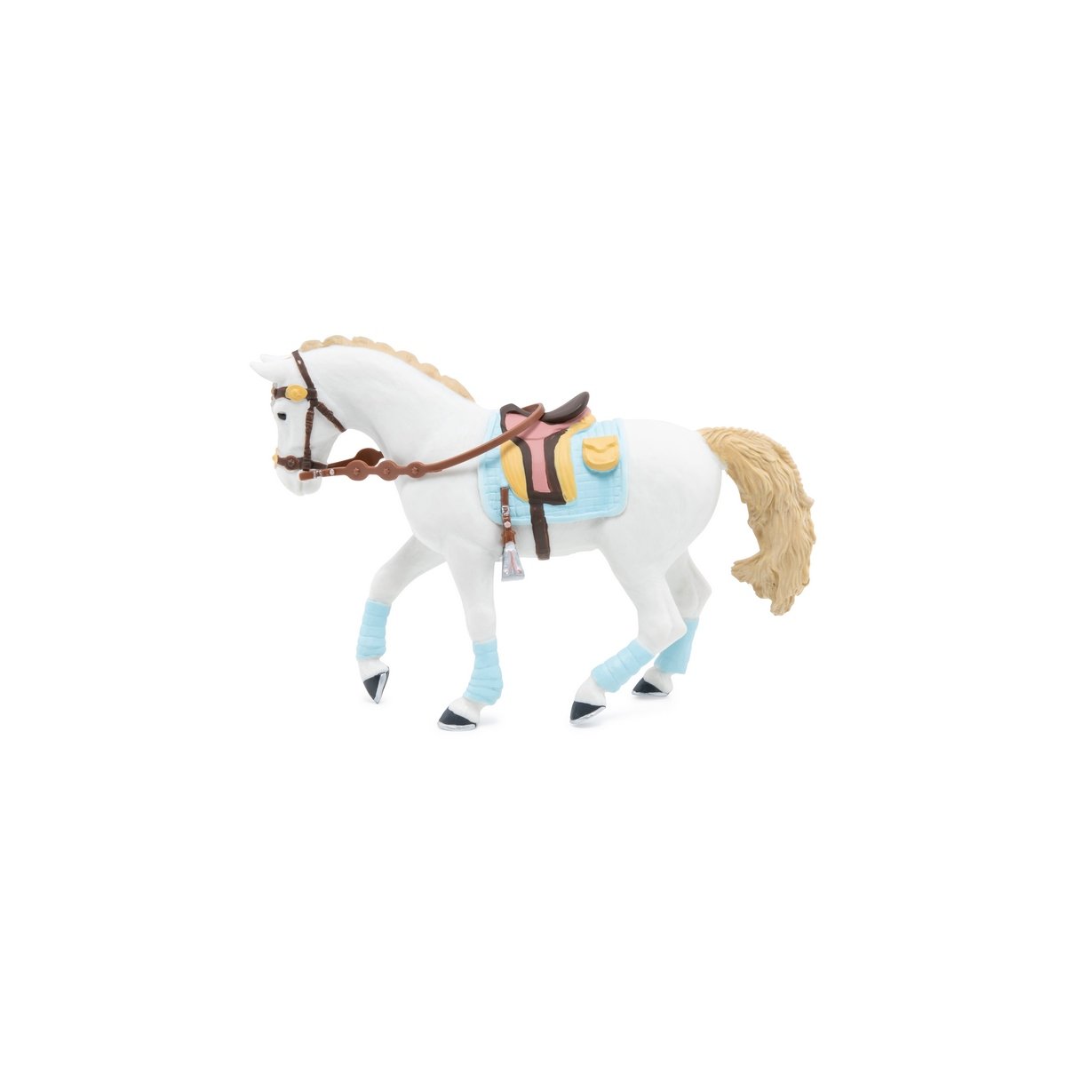 Cheval de la cavalière fashion bleue