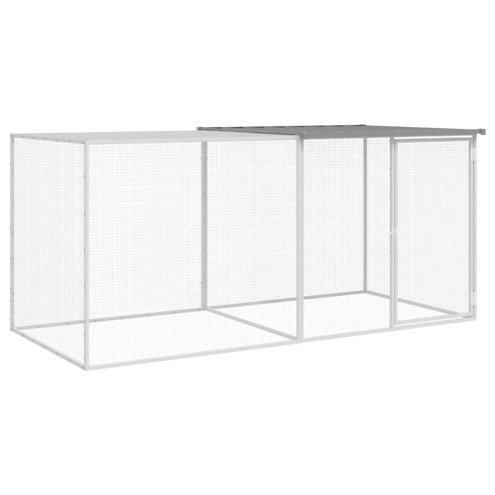 Poulailler avec toit gris clair 203x98x90 cm acier galvanisé