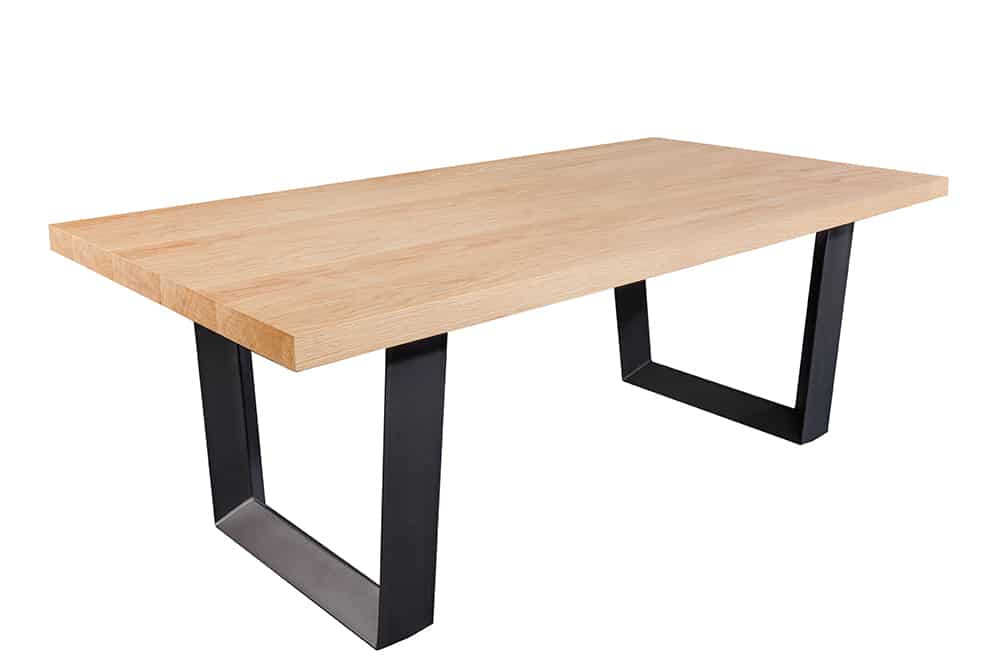 Imposanter Esstisch ZEUS 210cm natur Eiche schwarz mit U-Gestell Metall