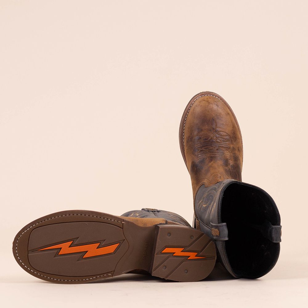 Old West 5708 cowboylaarzen bruin - grijs