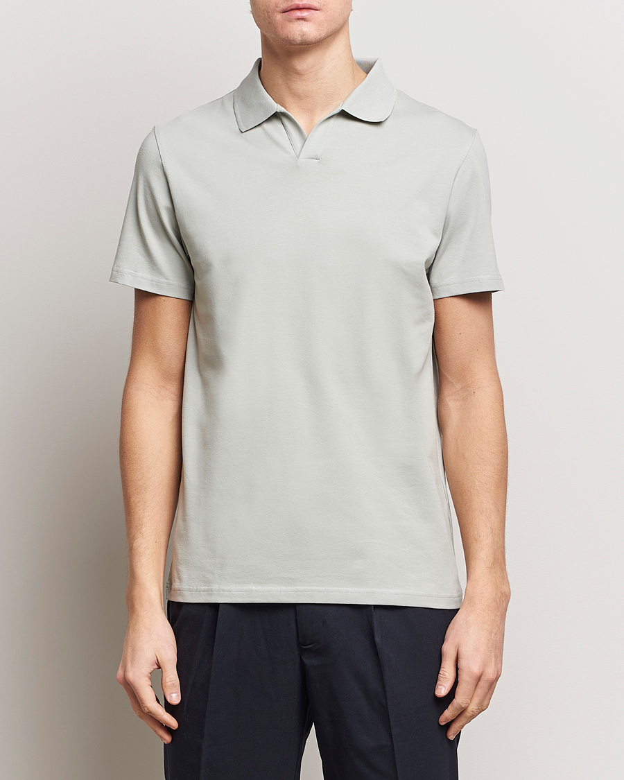 Filippa K Soft Lycra Polo T-Shirt Green Grey