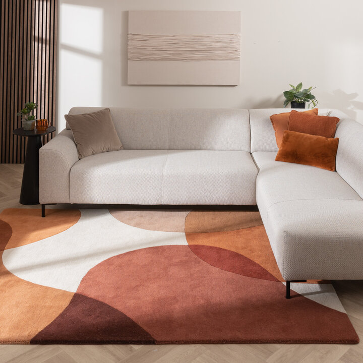 Wollen abstract vloerkleed - Clarice Terracotta
