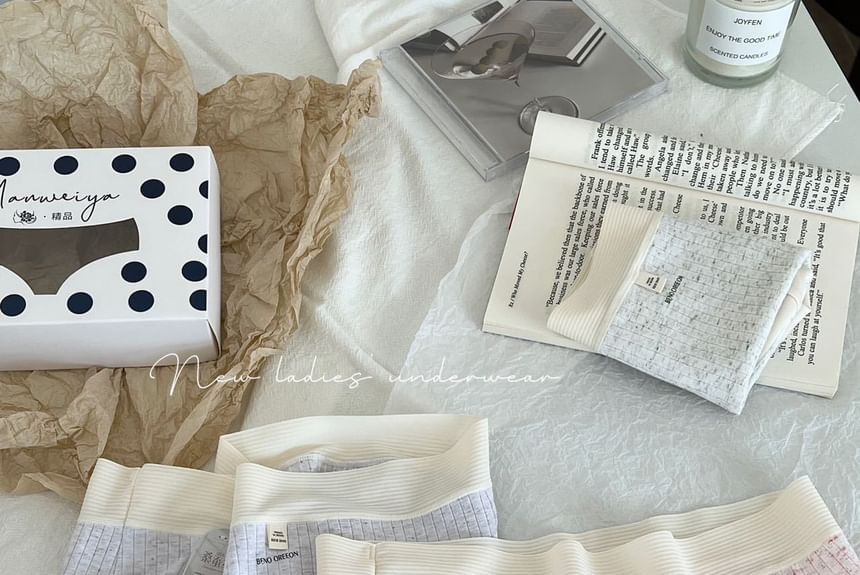 Yunlela - Set van 3: Contrasterende geribbelde boxershorts