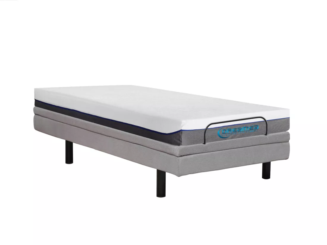 Lit électrique de relaxation déco + matelas mémoire de forme - 90 x 200 cm - Tissu - Gris - MENASINA de YSMÉE