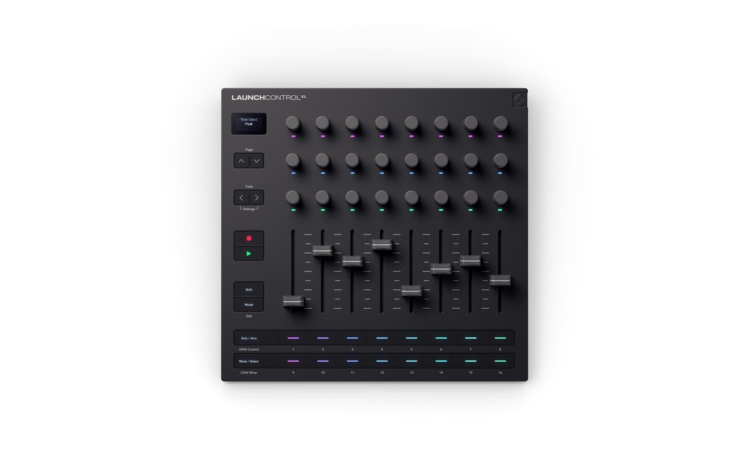 Fader-Controller Launch Control XL 3<br>Fader-Controller mit 8 Fadern, 24 Drehreglern und 16 Tasten
