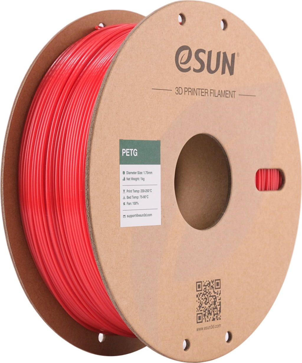 eSUN  PETG Red, 1,75 mm / 1000 g    Lichtdurchlässiges Filament mit ausgezeichneter Schlagfestigkeit