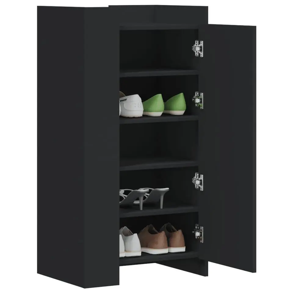 vidaXL - Schoenenkast 10 paar met 1 deur - Zwart - Bewerkt hout - 52x37.5x100 cm