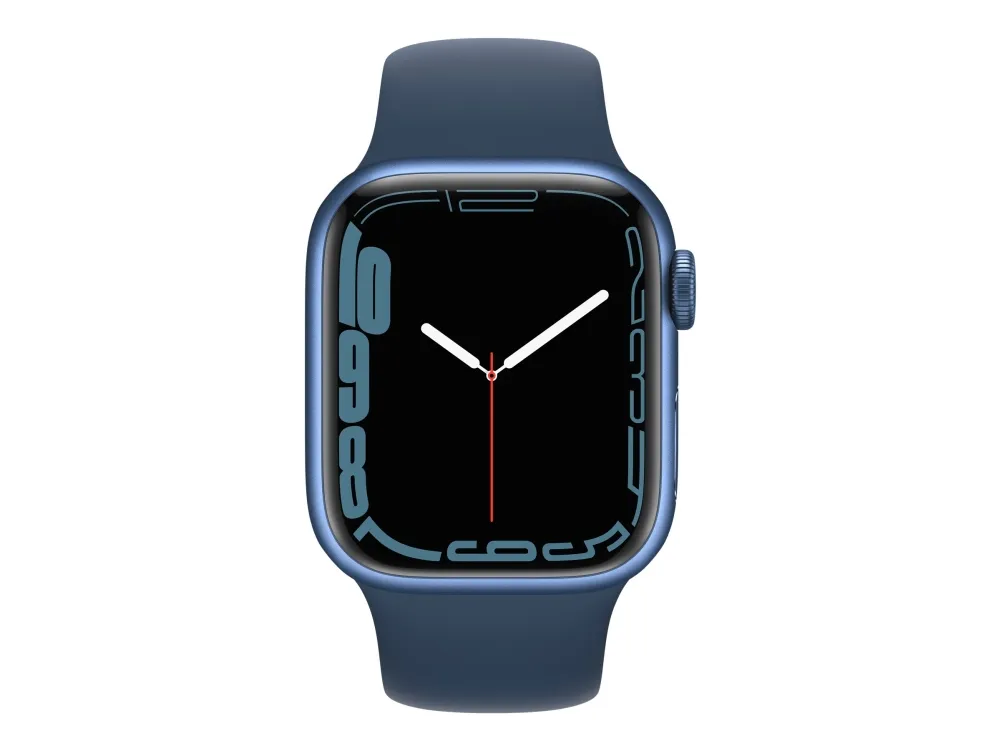 [OUTLET] - Apple Watch Series 7 (GPS) - 41 mm - blå aluminium - smart ur med sportsbånd - fluoroelastomer - afgrundsblå - båndstørrelse: Almindelig - 32 GB - Wi-Fi, Bluetooth - 32 g