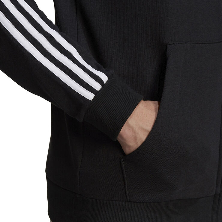 adidas Essentials French Terry 3-Stripes Full-Zip hættetrøje Sort