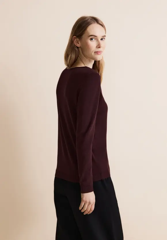 Basic Feinstrickpullover - plummy wine