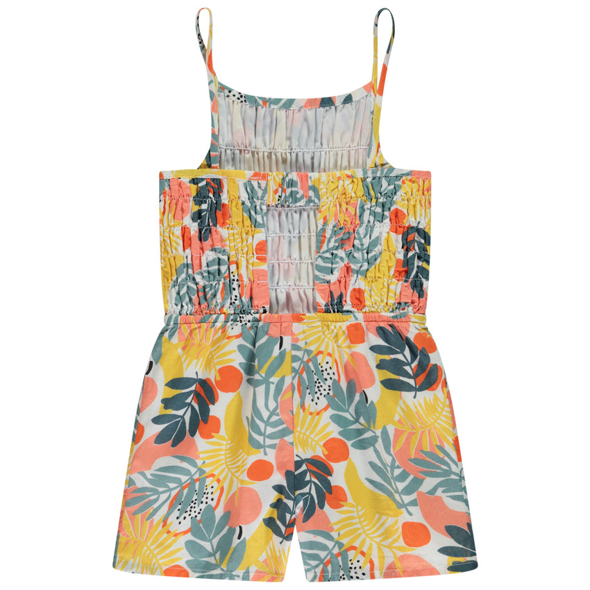 Combishort effet smocké imprimé végétal pour fille