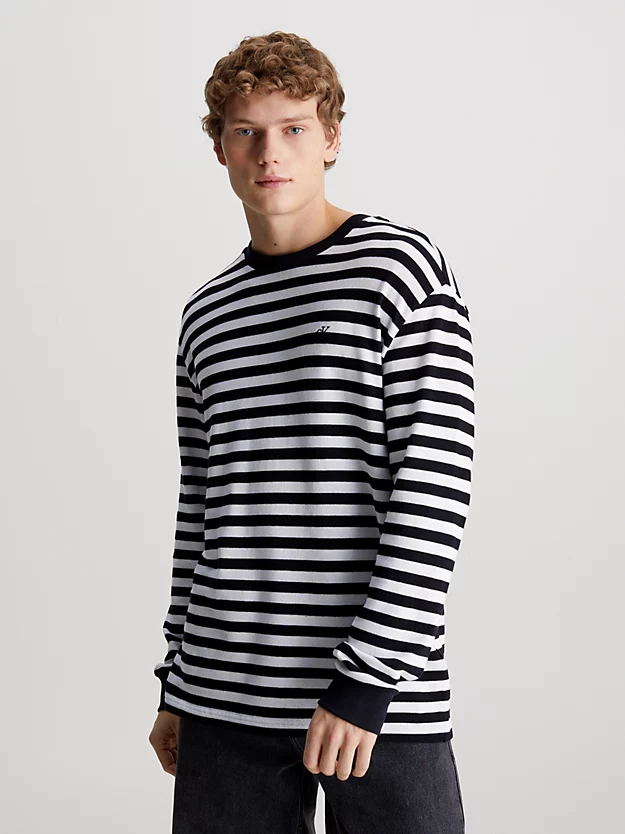Camiseta listrada de manga comprida unissex