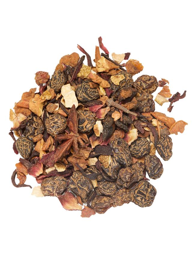 Fruchtglüh Tee Set mit Glühwein Tee, Thermoflasche, Tee-Ei und Teelöffel, 4-teilig
