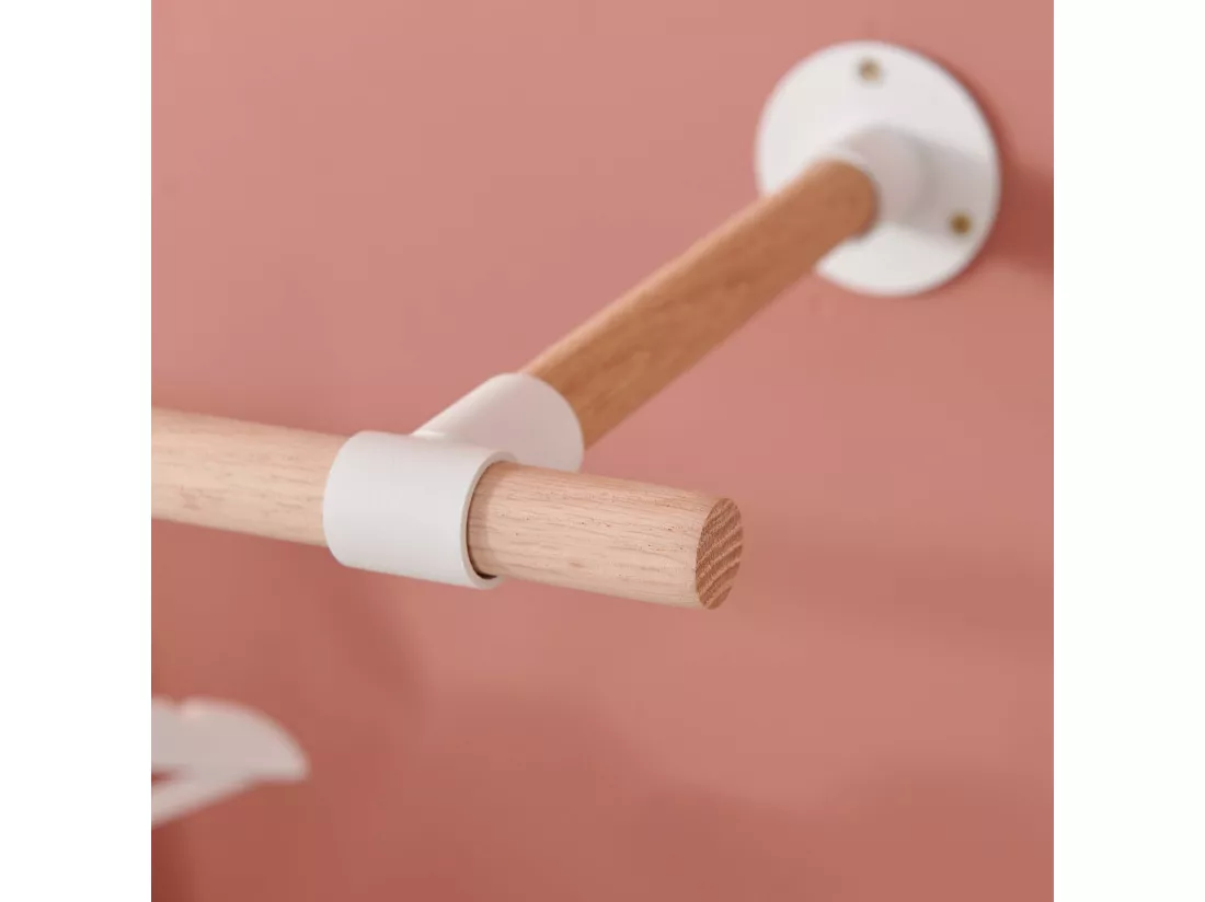 Penderie murale bois et métal blanc L100 cm ALMA