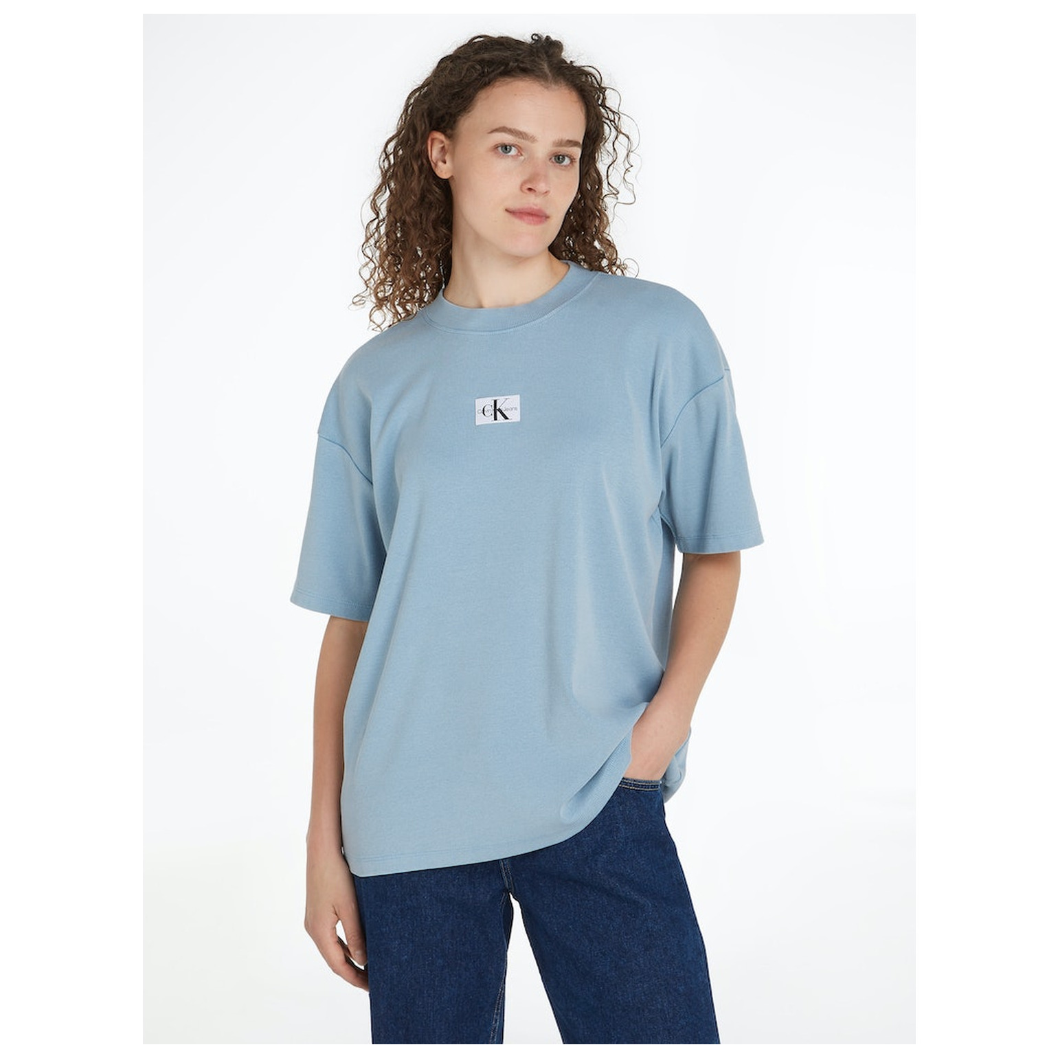 CK Jeans WASHED RIB LABEL BOYFRIEND TEE
