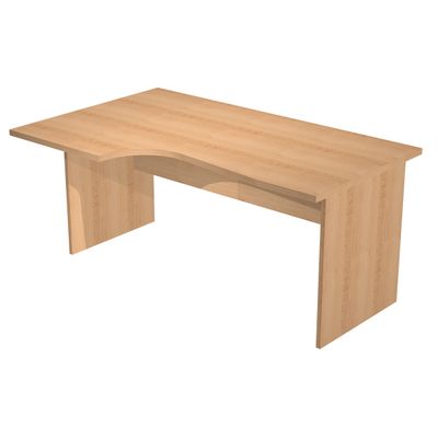 Bureau compact Trend - retour à gauche avec pieds panneaux - L160 - plateau imitation hêtre