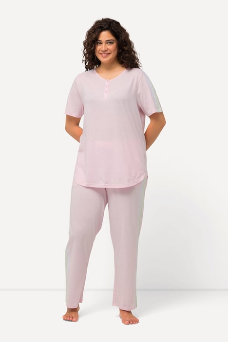 Pyjama, Schmuckstreifen, Rundhals, Halbarm