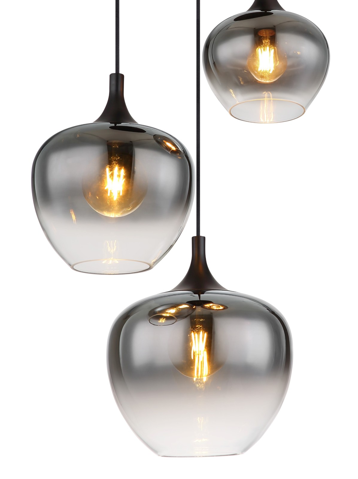 Hängeleuchte - schwarz-rauchfarben - Ø 48 cm - 3-flammig