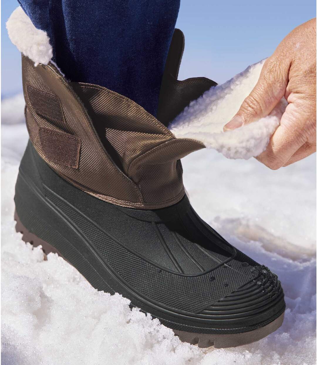 Boots Neige Scratchées Doublées Sherpa