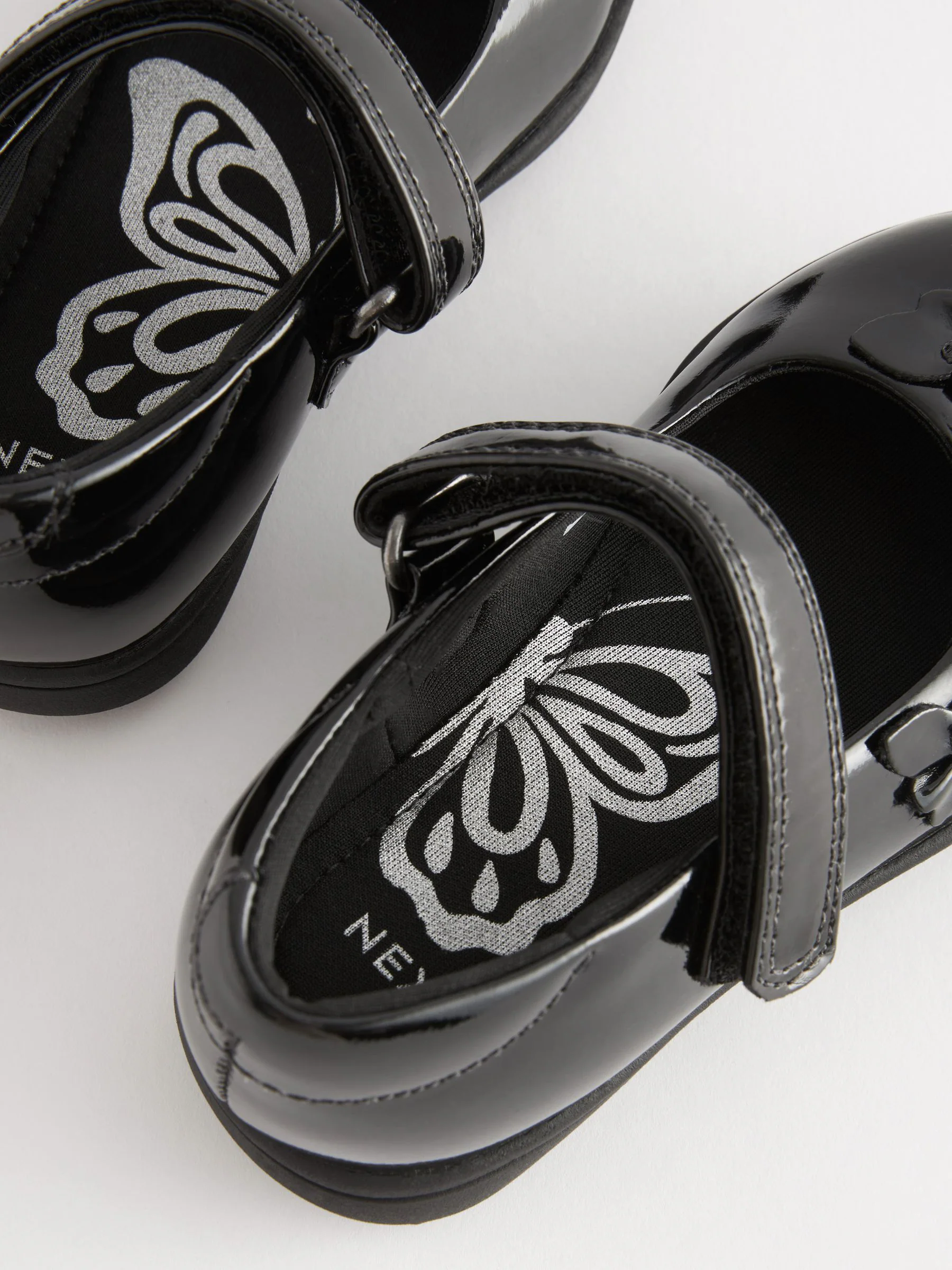 Zwart lak - Junior Mary Jane-schoolschoenen met vlinder