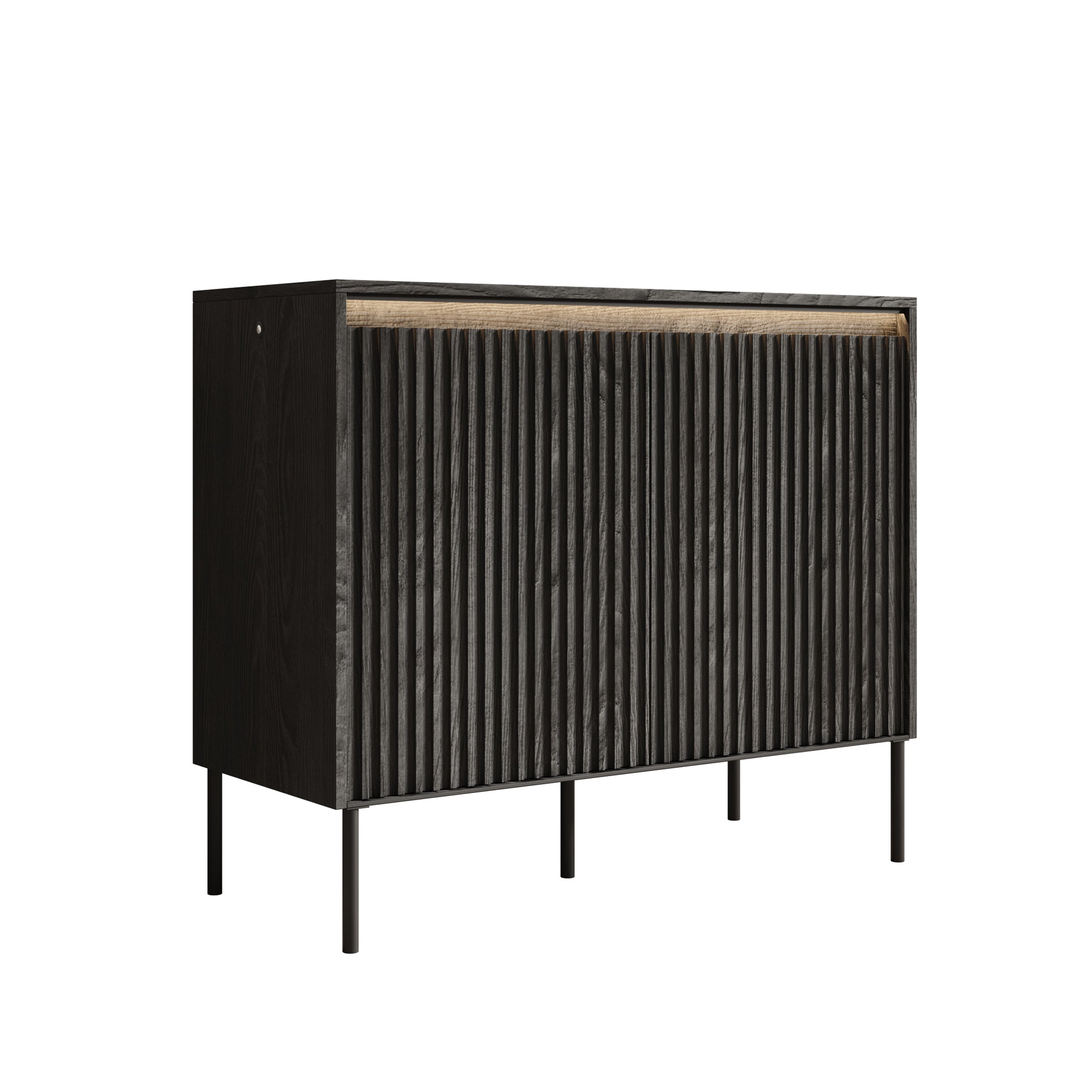Meubella - Dressoir Timoteo - Mat zwart - 98 cm