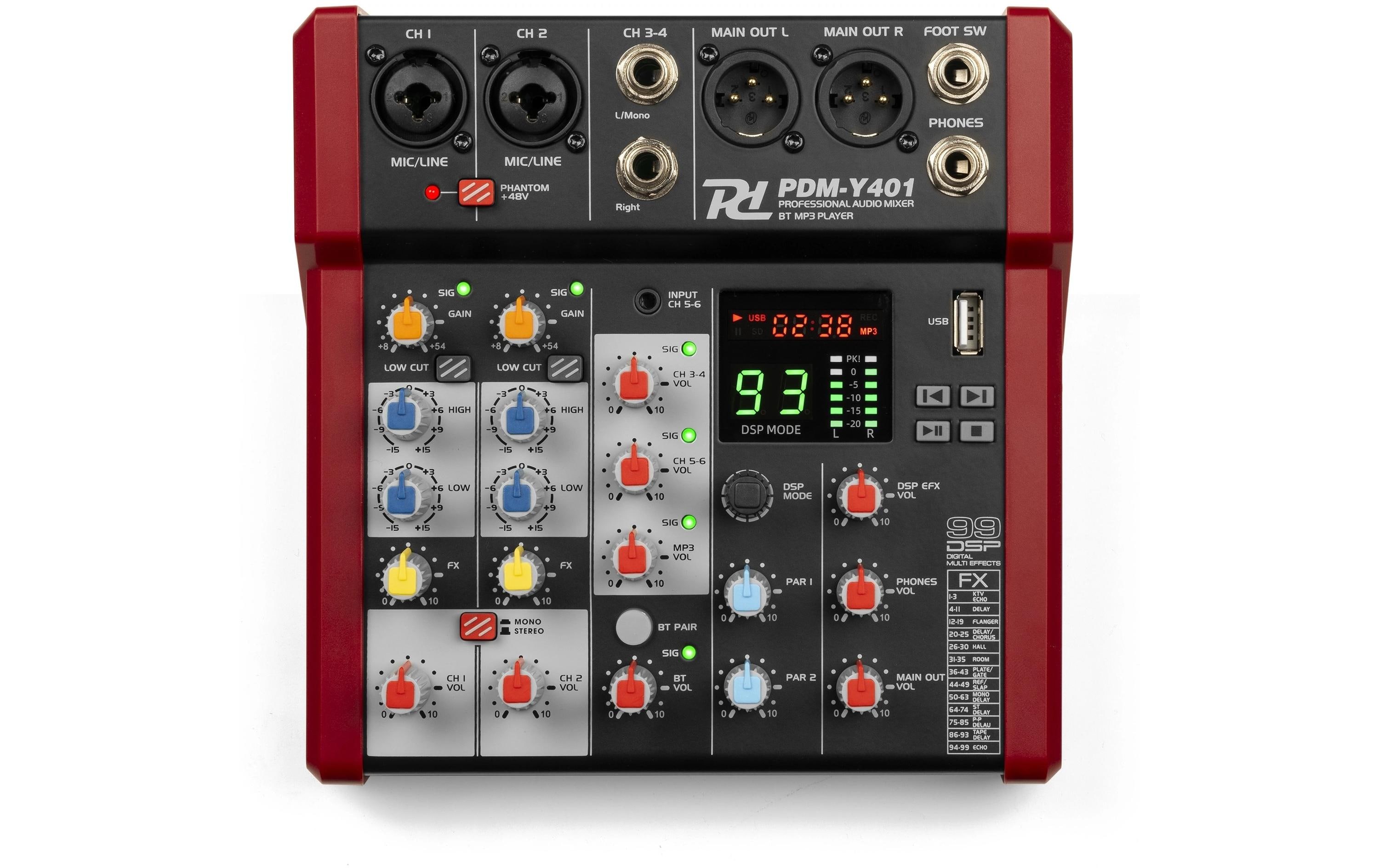 Mischpult PDM-Y401Kompaktes 4-Kanal-Mischpult mit 24-Bit DSP