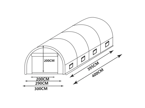Serre tunnel avec structure en acier 12 m² - L300 x l400 x H200 cm - Vert - IPOMEA
