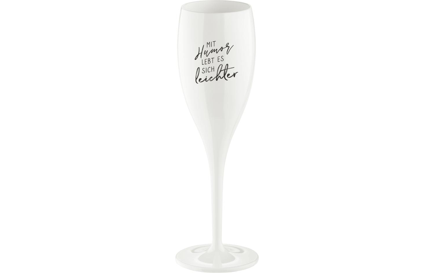 Sektglas Superglas Mit Humor lebt 100 ml, 1 Stück, WeissGlas geeignet für Champagner oder Schaumweine