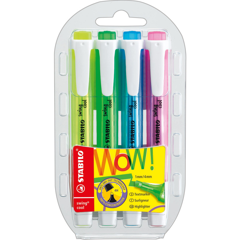 Stabilo Leuchtstifte Swing Cool, 4er Etui, assortiert