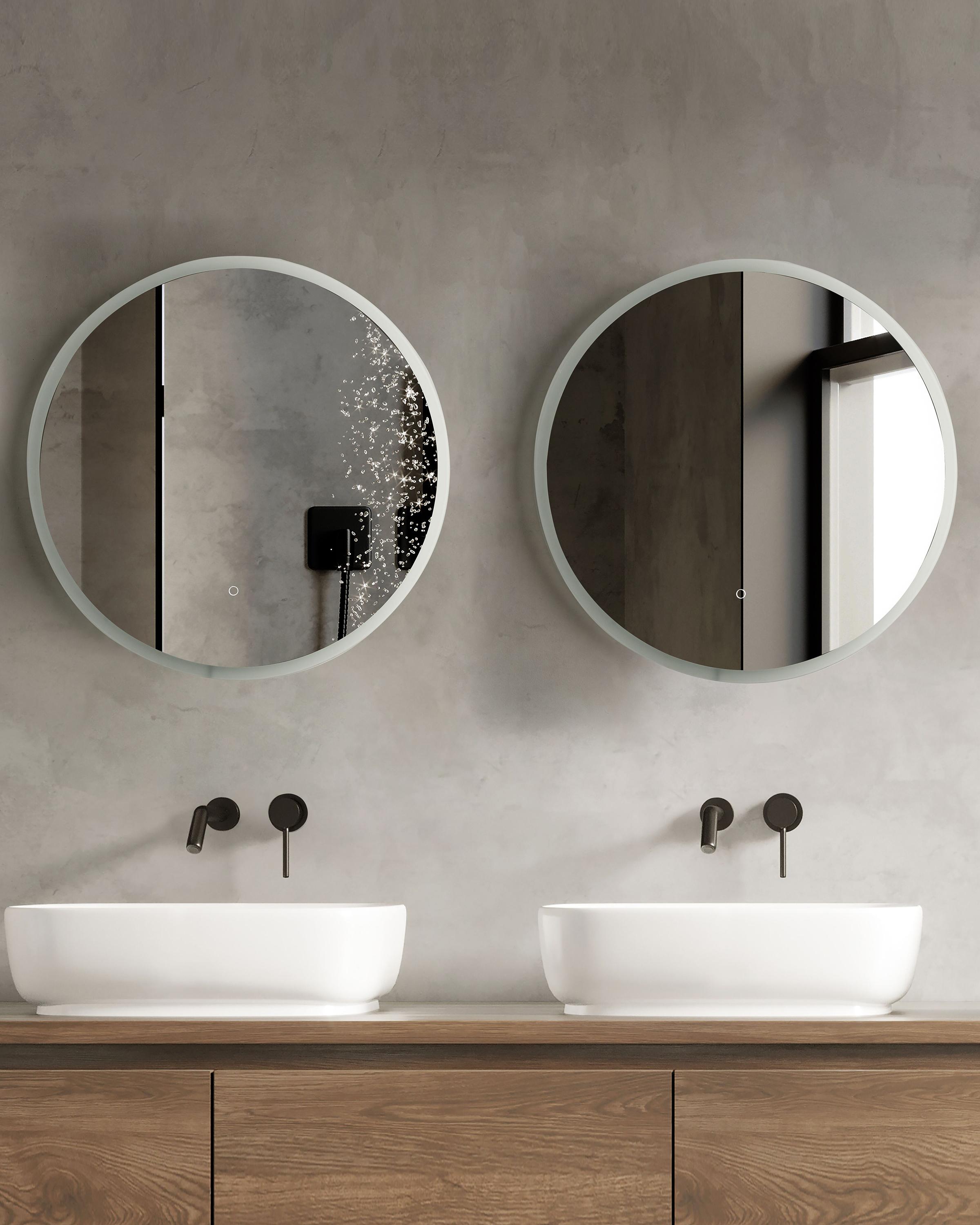 LED badkamerspiegel DEAUVILLE 79 cm 79 cm Zilver