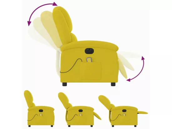 Fauteuil inclinable massant électrique jaune velours