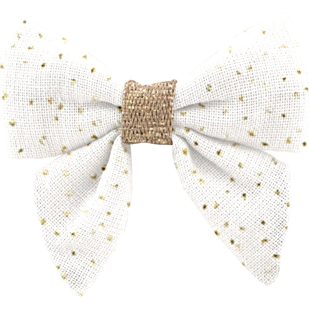 Barrette Mini Noeud Papillon Blanc Pailleté
