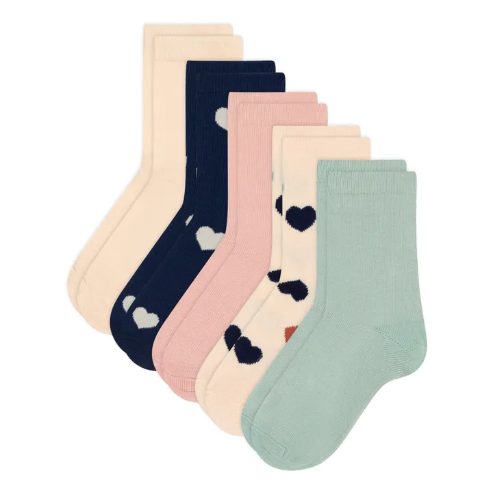 Petit Bateau Lot 5 Chaussettes Cœurs | Beige